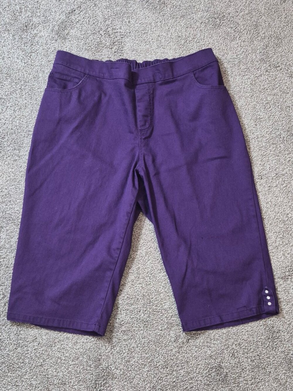 TIMELESS FIT by CATHERINES Purple Stretch Twill Pull-On Capris; Size 1X